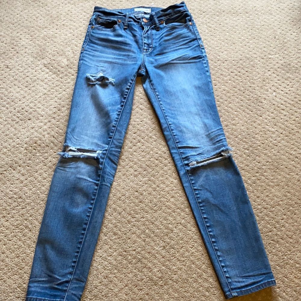 Madewell High‑Riser Skinny Jeans – Size 27 – Distressed Blue Denim